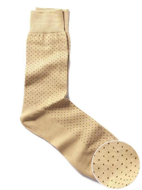 Micro Dot Beige  Cotton Socks