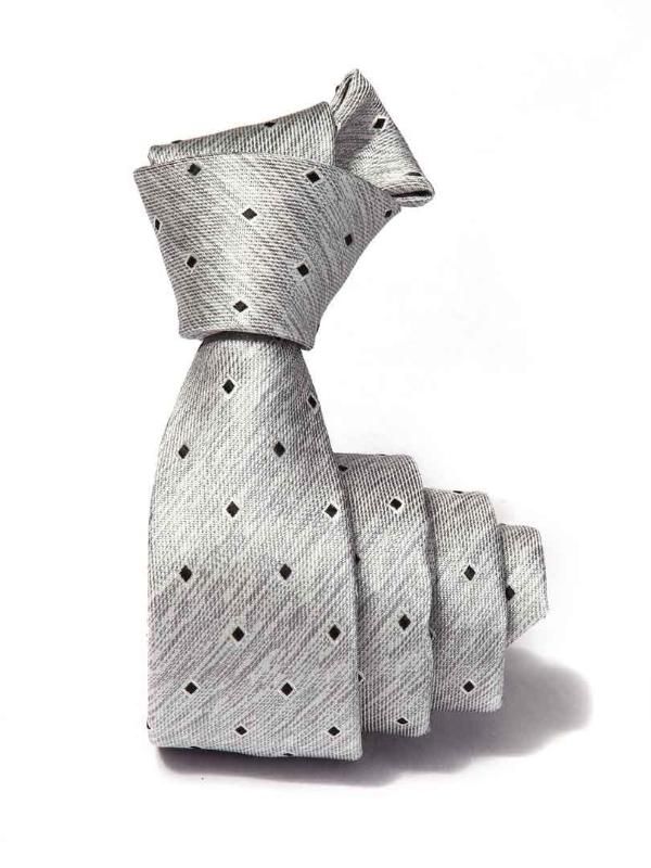 ZT-232 Structure Solid Light Grey Polyester Skinny Tie