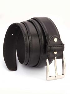 black classic italian leather belt