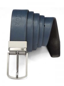 italian leather blue black reversible belt