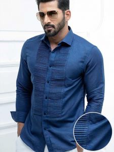 Armin linen navy cotton shirts