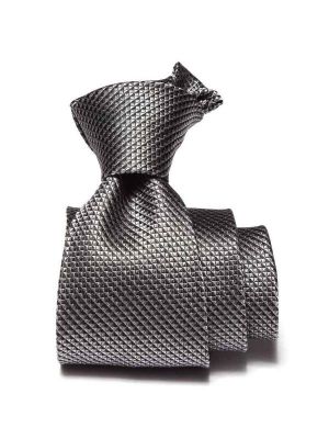 Campania Structure Solid Medium Grey Silk Tie