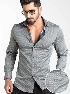 Diego Black Printed Full sleeve single cuff Slim Fit  Blended Shirt