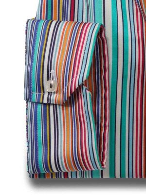 Lorenzo Jade Striped Full sleeve single cuff Slim Fit  Blended Shirt