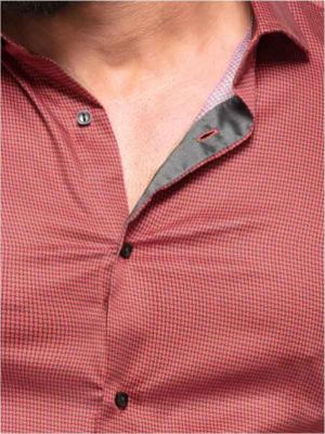 Zayn Red Printed Full sleeve single cuff Slim Fit  Blended Shirt