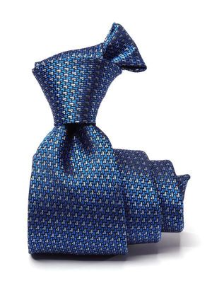 Campania Structure Solid Medium Blue Pure Silk Slim Tie