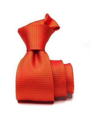 Campania Structure Solid Dark Orange Silk Tie