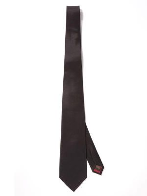 Creme Solid Dark Black Silk Tie