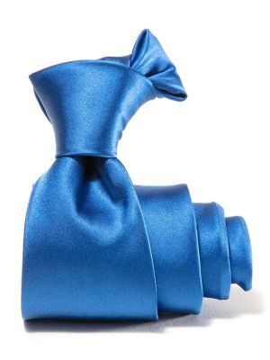 Creme Solid Medium Blue Silk Tie