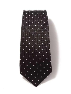 Kingcrest Slim Minimal Black & White Polyester Tie