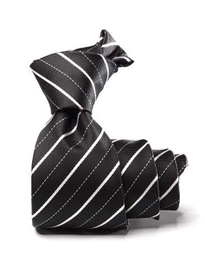Kingsford Striped Black & White Polyester Tie