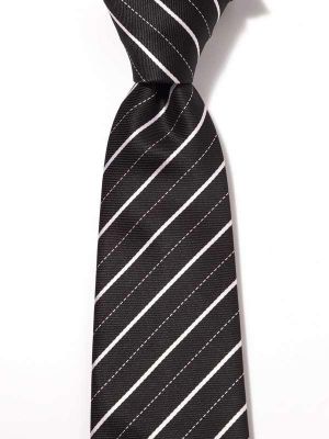 Kingsford Striped Black & White Polyester Tie