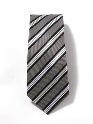 Kingsford Striped Dark Grey Polyester Tie