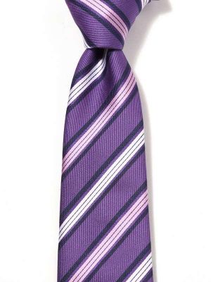 Kingsford Striped Medium Purple Polyester Tie