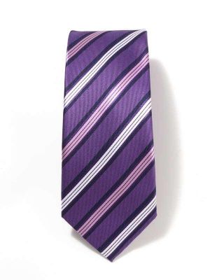 Kingsford Striped Medium Purple Polyester Tie