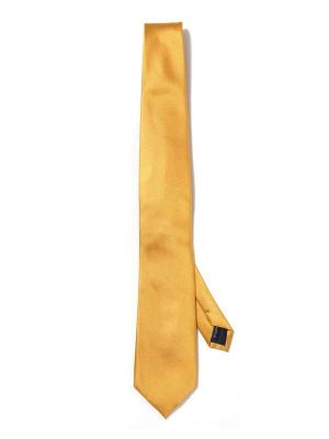 Kingston Slim Plain Solid Dark Gold Polyester Tie
