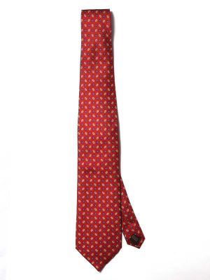 Saglia Printed Dark Red Silk Tie