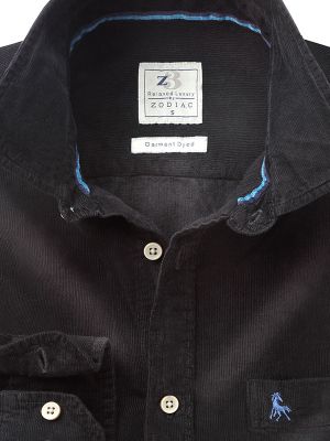 Innsbruck Black Corduroy Full sleeve single cuff   Cotton Shirt