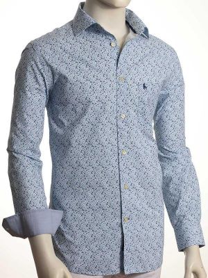 Ditsy Blue Printed Full sleeve single cuff   Cotton Shirt