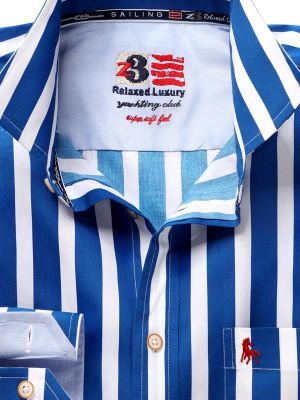 Sevilla Blue Striped Full sleeve single cuff   Cotton Shirt