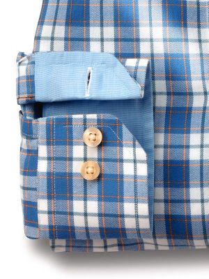 Matias Check Blue Full Sleeve Tailored Fit Casual Cotton Shirt