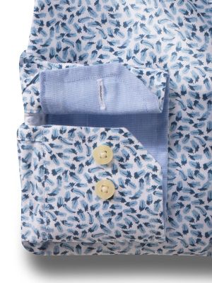 Lisbon Blue Printed Full Sleeve Tailored Fit Casual Cotton Shirt