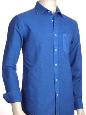Manchester Cobalt Solid Full sleeve single cuff   Cotton Shirt