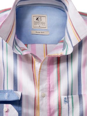 Tokyo Pink Striped Full Sleeve Tailored Fit Casual Cotton Shirt