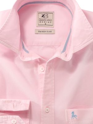 Murren Garment Dyed Pink Solid Full Sleeve Tailored Fit Casual Cotton Shirt
