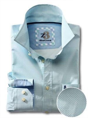 Siesta Sea Green Printed Full sleeve single cuff   Cotton Shirt