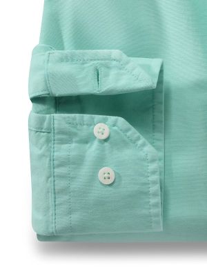 Murren Garment Dyed Sea Green Solid Full Sleeve Tailored Fit Casual Cotton Shirt