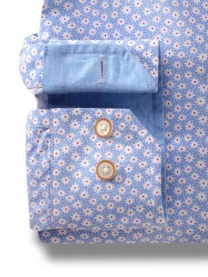 Leicester Sky Printed Full sleeve single cuff   Cotton Shirt