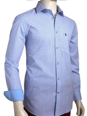Leicester Sky Printed Full sleeve single cuff   Cotton Shirt