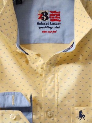 Dove Yellow Printed Full sleeve single cuff   Cotton Shirt