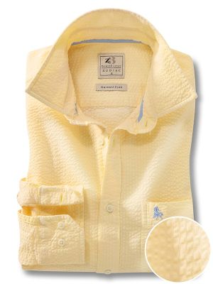 Berlin Seersucker Yellow Solid Full Sleeve Tailored Fit Casual Cotton Shirt