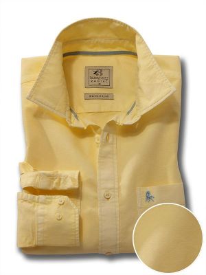 Marbella Yellow Solid Full sleeve single cuff   Cotton Shirt