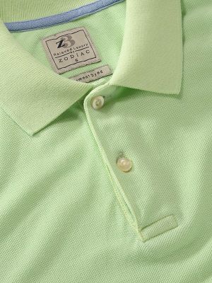 z3 Polo Garment Dyed Lime Solid Tailored Fit Casual Cotton T-Shirt