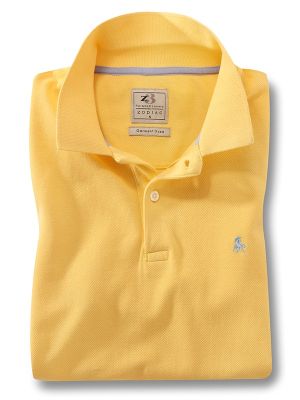 z3 Polo Garment Dyed Yellow Solid Tailored Fit Casual Cotton T-Shirt