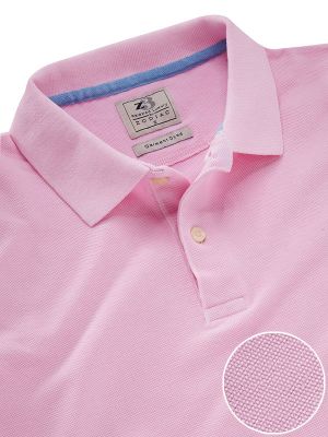 z3 Polo Garment Dyed Pink Solid Tailored Fit Casual Cotton T-Shirt