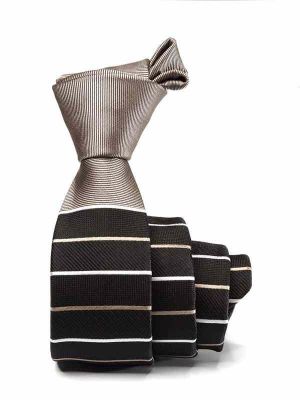 ZT-302 Striped Black Polyester Tie