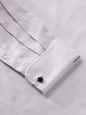 Antonello Light Grey Solid Full sleeve double cuff Classic Fit Classic Formal Cotton Shirt