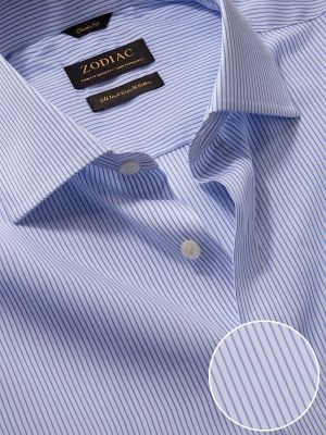 Barboni Sky Striped Full sleeve single cuff Classic Fit Classic Formal Cotton Shirt