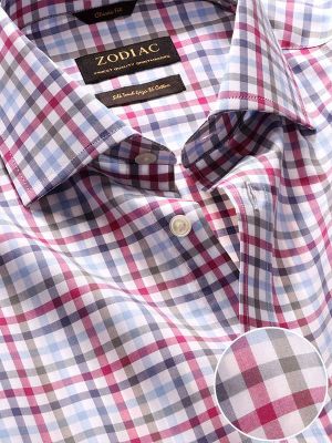 Barboni Pink Check Full sleeve single cuff Classic Fit Classic Formal Cotton Shirt