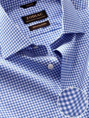 Barboni Blue Check Half sleeve Tailored Fit Classic Formal Cotton Shirt