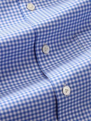 Barboni Blue Check Half sleeve Tailored Fit Classic Formal Cotton Shirt