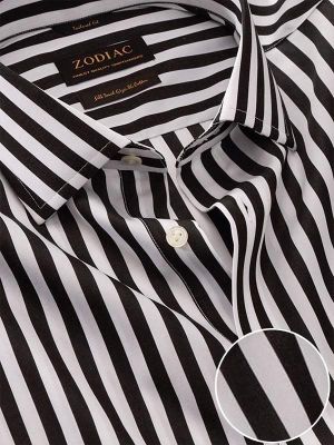 Barboni Black & White Striped Full sleeve single cuff Tailored Fit Classic Formal Cotton Shirt