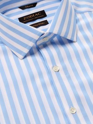 Barboni Sky Striped Full sleeve single cuff Tailored Fit Classic Formal Cotton Shirt