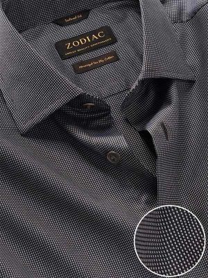 Barolo Dark Grey Solid Full sleeve single cuff Classic Fit Semi Formal Dark Cotton Shirt