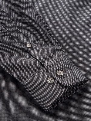 Barolo Dark Grey Solid Full sleeve single cuff Classic Fit Semi Formal Dark Cotton Shirt