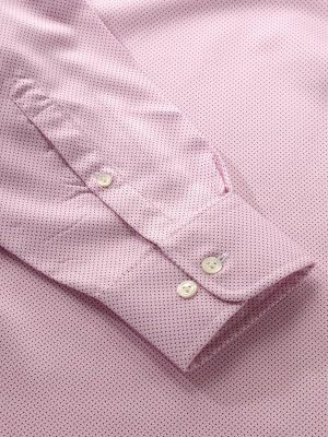 Bassano Pink Printed Full sleeve single cuff Tailored Fit Formal Cotton Shirt